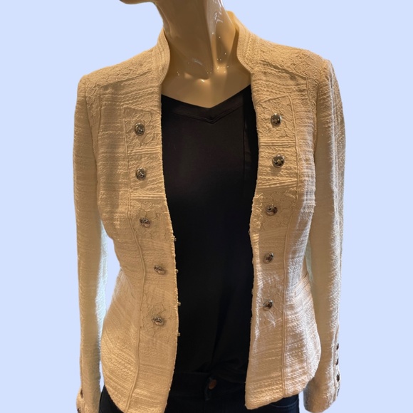 White Lace Military Jacket - Picture 3 of 7